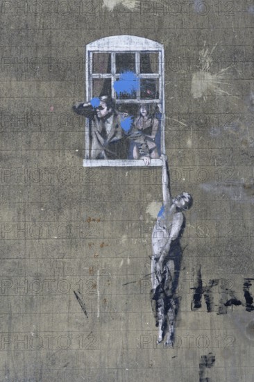 Banksy Mural, Well hung lover (2006), Bristol, Great Britain
