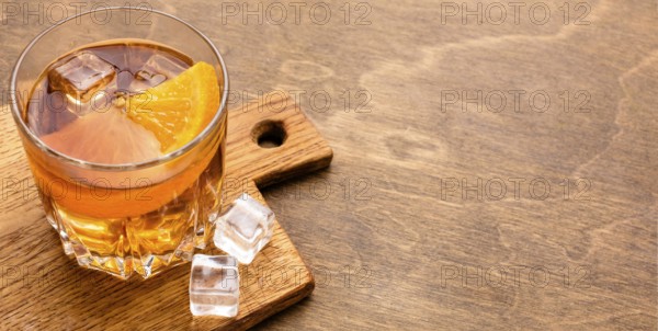 High angle whiskey orange with copy space