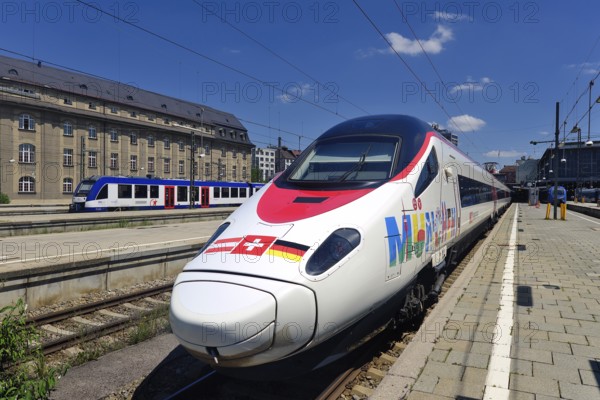 EuroCity train Munich Zurich, type ETR 610 of SBB, Munich main station, Munich, Bavaria, Germany,