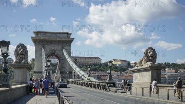 Budapest, Hungary, September 21 : View across the Chain Bridge in Budapest on September 21, 2014.