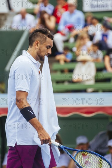 MELBOURNE, AUSTRALIA, JANUARY 16, 2020: Nick Kyrgios (AUS) whilst playing Grigor Dimitrov (BUL) at