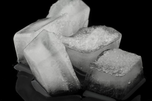 Pile ice cubes front view