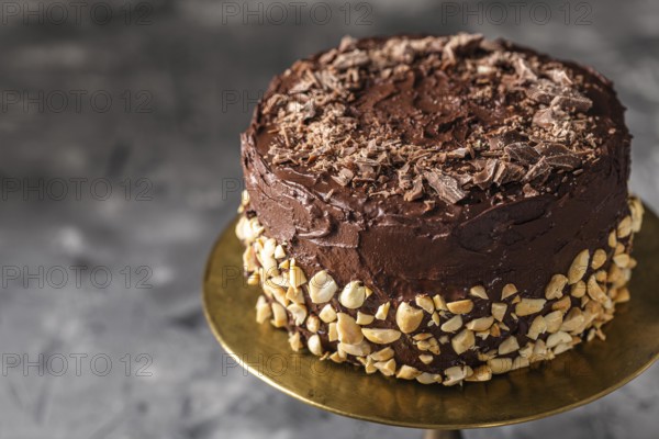 High angle delicious chocolate cake concept 2