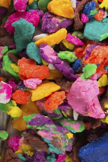 Dry colorful play dough in smal pieces