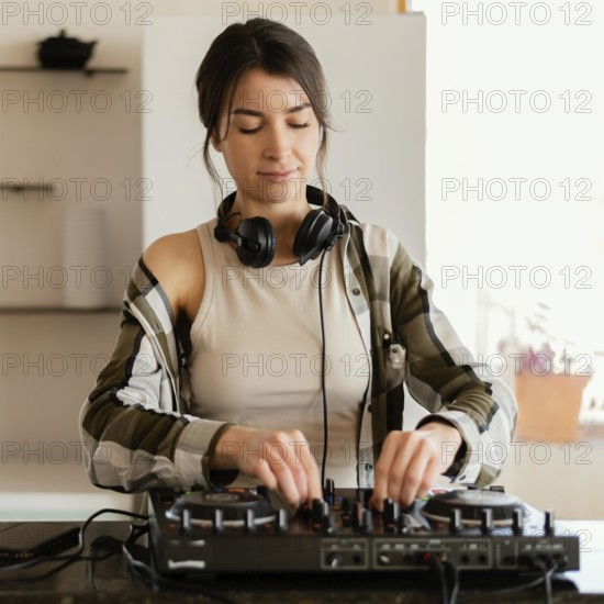 Person producing music indoors 4