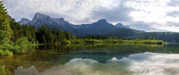 Almsee, Grünau, Almtal, Salzkammergut, Totes Gebirge at the back, Upper Austria, Austria, Europe,