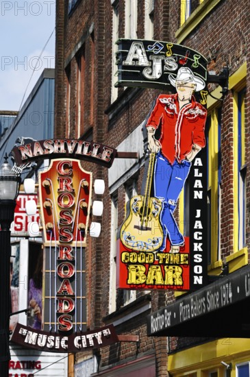Alan Jackson Bar neon sign on Broadway, Nashville, Tennessee, United States of America