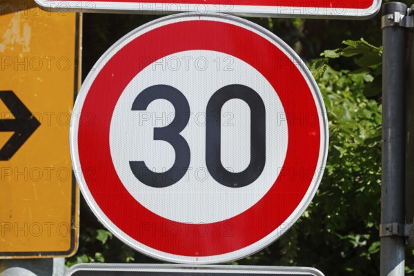 Traffic sign Maximum permitted speed 30 kilometres per hour, Germany, Europe