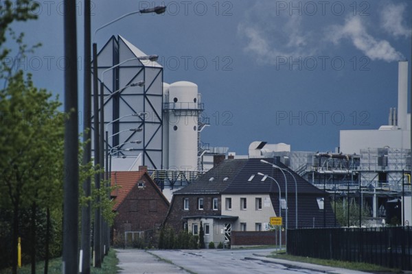 Industry and housing around 1993 in Greppin, now part of Bitterfeld-Wolfen, district of