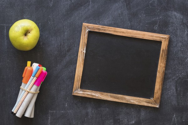 Blackboard with frame markets apple