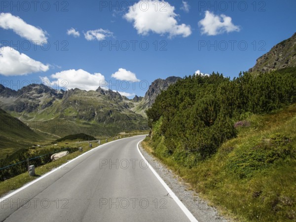 Silvretta High Alpine Road, Alpine peaks behind, Vorarlberg, Austria, Europe