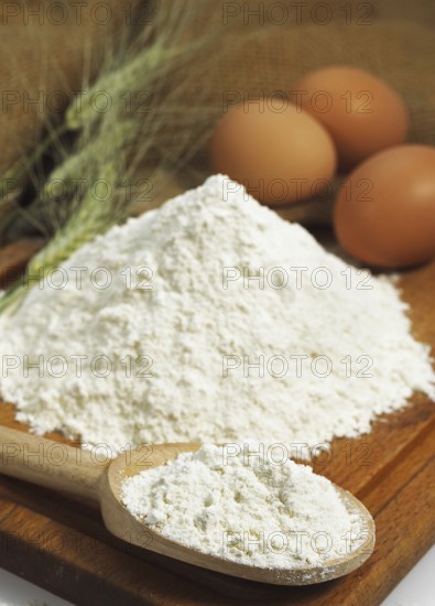 Wheat flour and eggs, ingredients for cake recipe