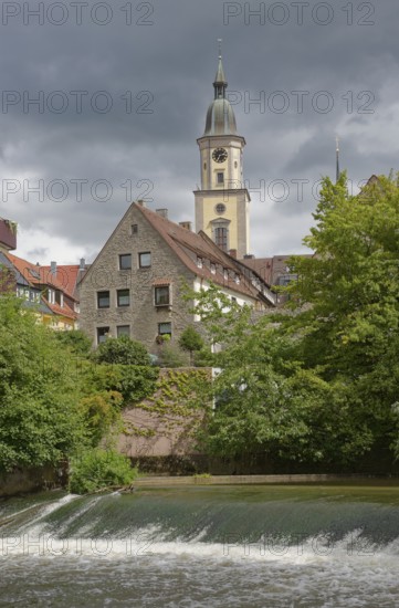 River section on the jagst, jagsttal, jagst, crailsheim, schwaebisch hall, baden-wuerttemberg,