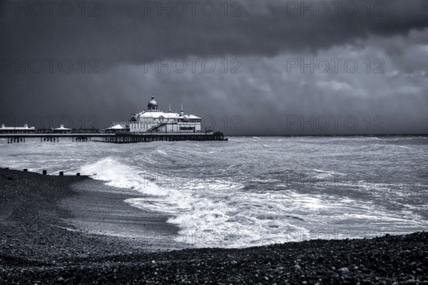 EASTBOURNE, EAST SUSSEX/UK - OCTOBER 21 : Tail End of Storm Brian Racing Past Eastbourne Pier in