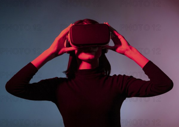 Portrait woman with virtual reality headset 5