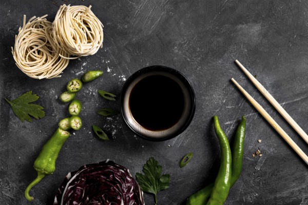 Close up view soy sauce concept