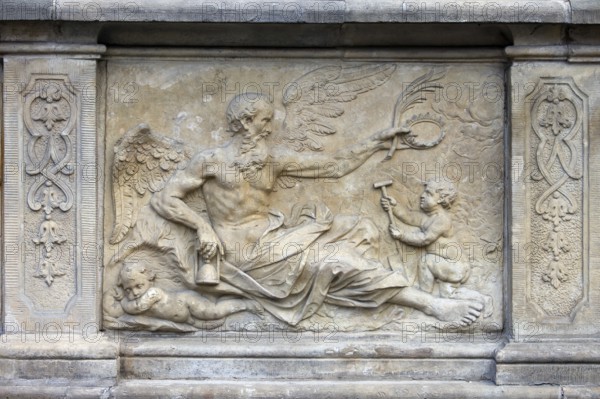 18th century bas-relief of the Chronos (God in Greek mythology) (personification of Time) by Johann
