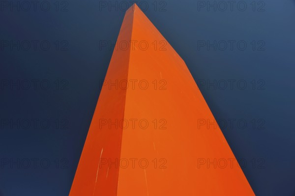Rhine orange, sculpture by Lutz Fritsch, at the mouth of the Ruhr into the Rhine, Duisburg, Ruhr