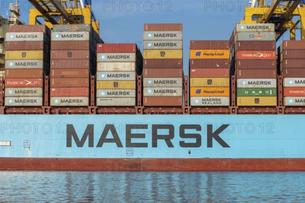 Bremerhaven, Geramny, September 15, 2020: Maersk container ships at the EUROGATE Container Terminal