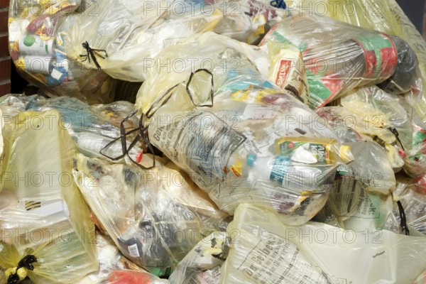 Yellow bags for plastic waste, waste separation, Germany, Europe