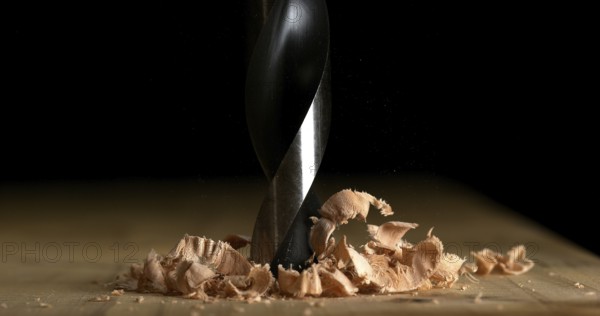Wood Chip Turning on a Wood Board, Making Chips