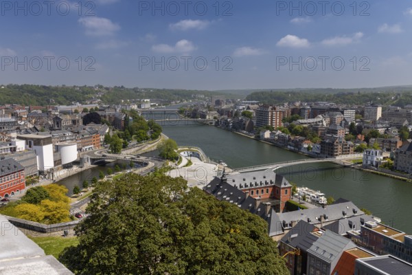 Passerelle l'Enjambée, pedestrian bridge over the Meuse or Meuse, river, Namur, Wallonia, Belgium,