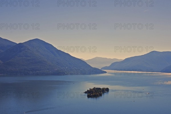 Isole di Brissago, view from Ronco sopra Ascona, Lake Maggiore, Ticino, Switzerland, Europe