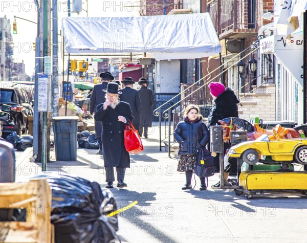 Abkhazian Jew in typical traditional costume on Lee Ave, Williamsburg, Brooklyn, New York City