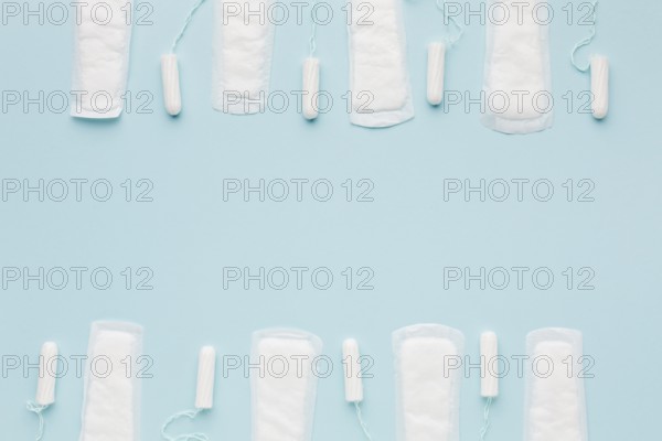 Feminine hygiene items flat lay