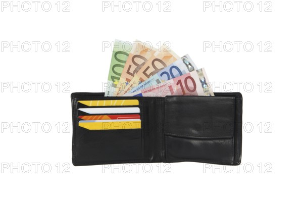 wallet with cash and credit cards