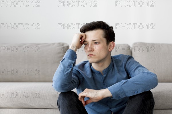 Front view boy with anxiety