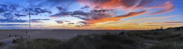 Panorama, sunset, dunes on Sønderstrand, Rømø, Denmark, Europe