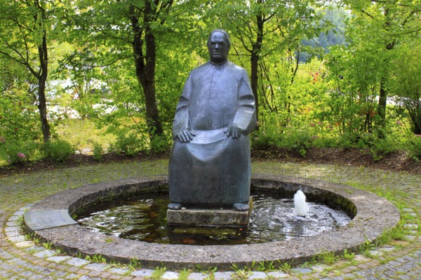 Statue of Sebastian Kneipp, Dillingen on the Danube, Swabia, Bavaria, by sculptor Nida-Rümelin,
