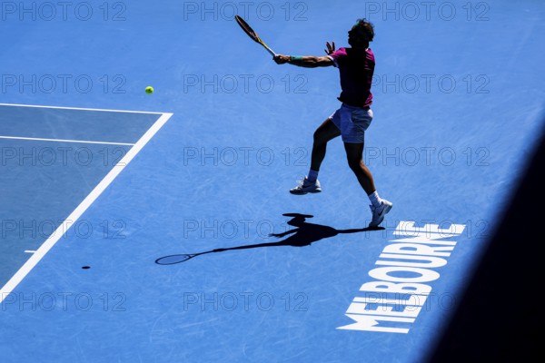 MELBOURNE, AUSTRALIA, JANUARY 25: Rafael Nadal of Spain beats Denis Shapovalov of Canada on day 9