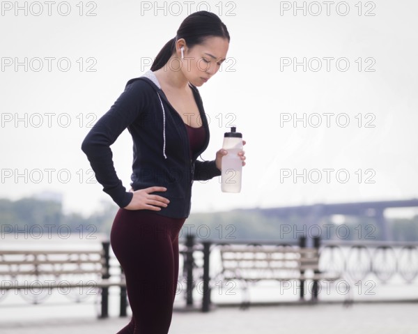 Athletic young woman ready train outdoors