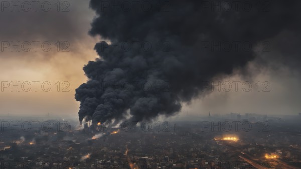 Environment pollution and ecology disaster and global warming. Smoke and air pollution. Pollution