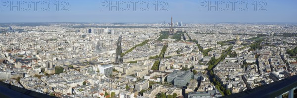 Panorama from Tour Montparnasse over Paris, with Eiffel Tower, Paris, France, Europe