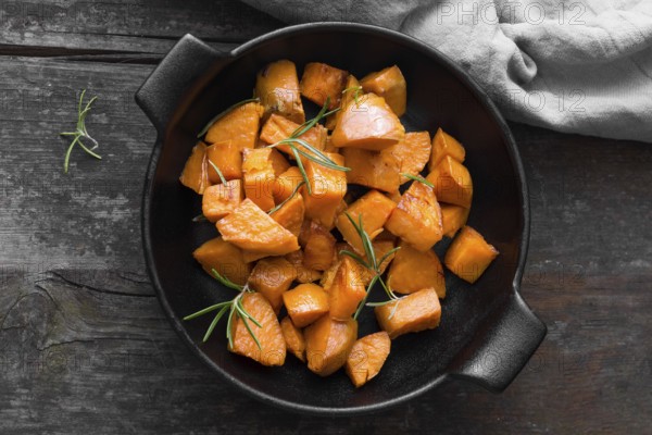 Top view sweet potato meal. Beautiful photo