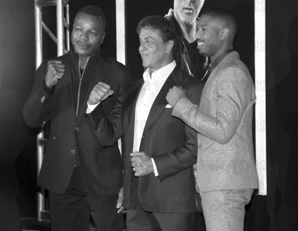 Michael B. Jordan, Sylvester Stallone and Carl Weathers at the Los Angeles premiere of 'Creed' held