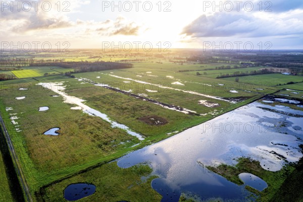 Vreeser Wiesen Bockholter Dose drone image, rewetted bog area, Bockholter Dose nature reserve,
