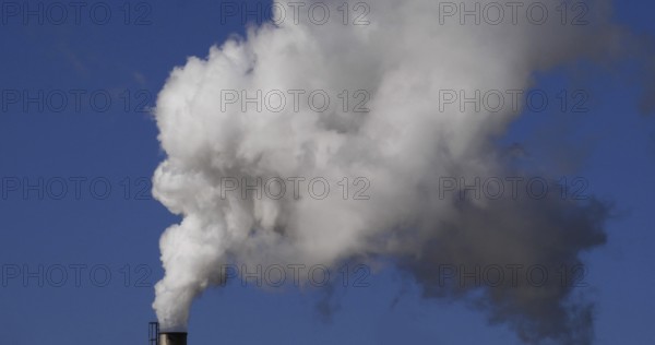 Smokestack of Sugar Refinery with Water Vapour, Near Caen in Normandy