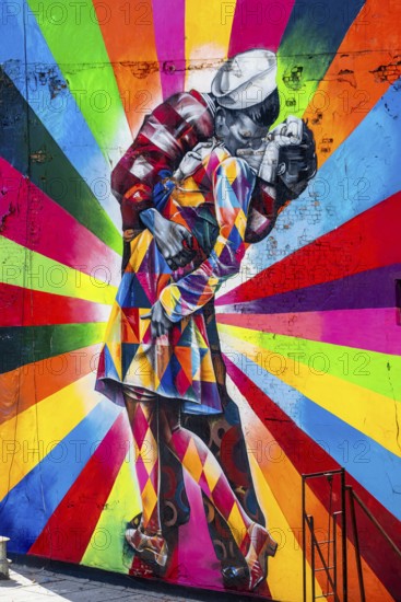New York. Manhattan. Graffiti by Kobra as seen from the High Line