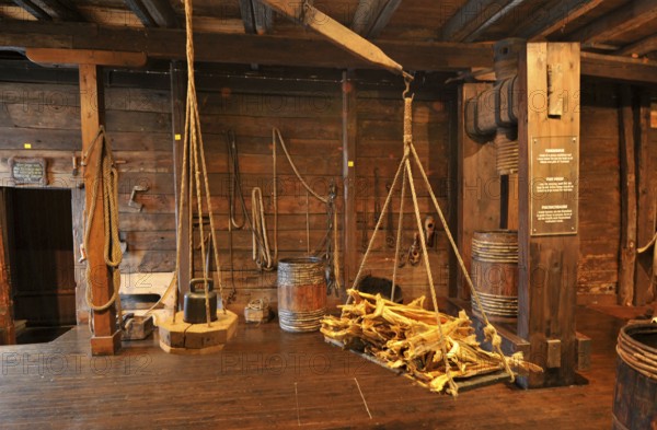 Dried fish, and Schötstuben, Det Hanseatiske, Warehouse, Hanseatic House, Hanseatic Museum, Bergen,