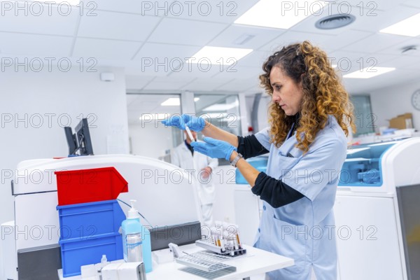 Female doctor working with samples in a modern laboratory in the hospital