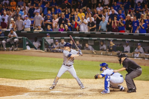 Chicago, USA, August 12, 2015: Chicago Cubs play Milwaukee Brewers on a warm summer's night at