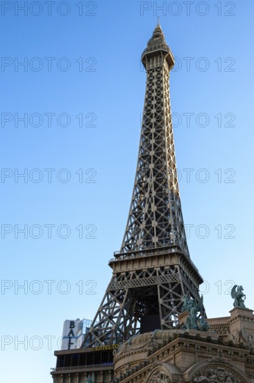 LAS VEGAS, NEVADA/USA - AUGUST 1 : View at sunrise of the replica Eiffel Tower at the Paris Hotel
