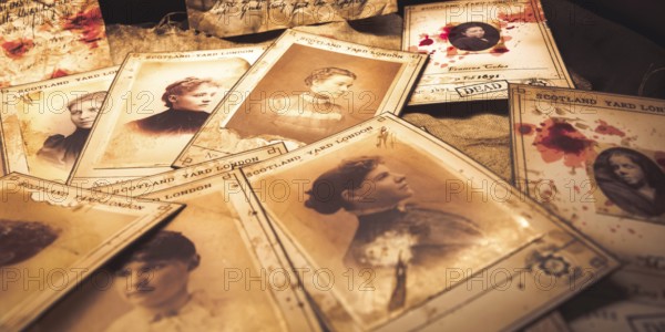 Jack the Ripper victims, London Scotland Yard, 1888. The killer murdered 12 women. Pictures with