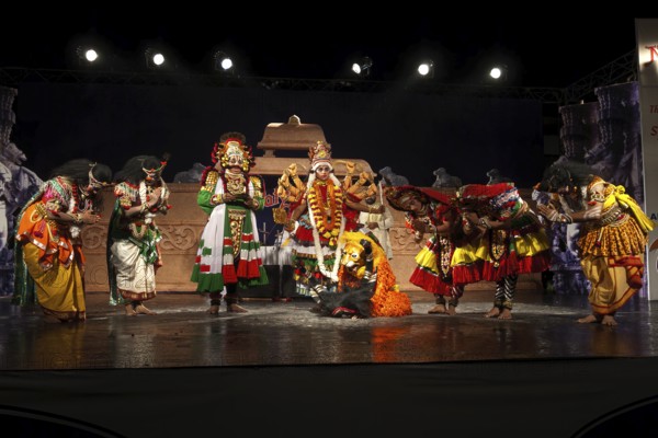 Yakshagana, Mahishamardini epic, traditional folk dance by Sri Chandrasekara Navada troupe near