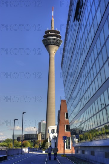 Rhine Tower, Media Harbour, Düsseldorf Harbour, Düsseldorf, North Rhine-Westphalia, Germany, Europe