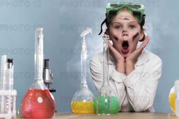 Cute girl science lab